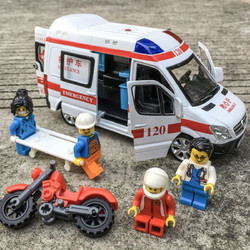好运兔 儿童小孩玩具救护车玩具汽车模型120仿真合金车模型110警车男孩儿童玩具车模型男孩 A款 4人偶