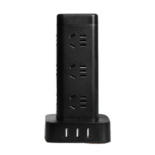 lengon 良工 XD-U1012U 新国标立式插座 十二位五孔+三位USB 黑色 1.7m
