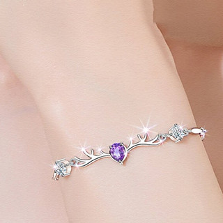 Duofei 朵菲 一鹿有你925银宝石手链 紫色