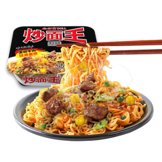doll公仔面炒面王黑椒牛肉味豉油皇碗面拌面拉面107g12盒装