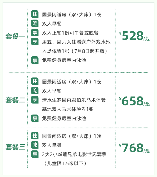 阳澄湖景区内，可选马术或华谊兄弟电影世界票！苏州阳澄喜柯大酒店(阳澄湖店)  园景闲适房1晚套餐（含双早+指定权益）