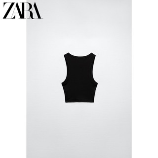 ZARA 新款 女装 黑色罗纹吊带T 恤 3253302 800 黑色 S