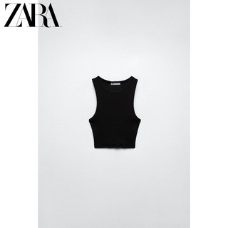 ZARA 新款 女装 黑色罗纹吊带T 恤 3253302 800 黑色 S