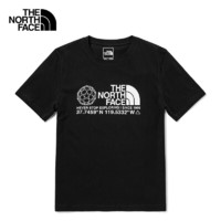 北面 短袖The North Face(TNF)户外运动春夏T恤圆领印花半袖舒适上衣男女款 7WAT JK3/黑色 M/170