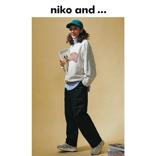 niko and...卫衣男女2022春季新款双面两穿圆领套头上衣260137 M 蓝色80