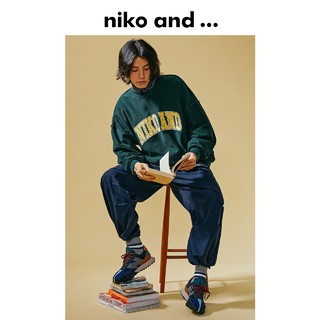 niko and...卫衣男女2022春季新款双面两穿圆领套头上衣260137 M 蓝色80