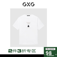 GXG 22年夏季小熊印花潮搭舒适短袖T恤男