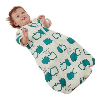 Wellber 威尔贝鲁 婴儿七分袖一体式睡袋 前四后二款 绿苹果 80cm
