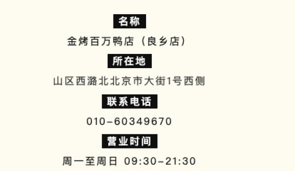 >文章详情>门店信息菜肴参考图片菜单携程现有 金百万烤鸭店(良乡店)