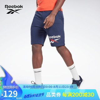 Reebok锐步官方男子SHORT室内健身综合训练舒适运动短裤GL3158 GI8625_藏青色 A/S