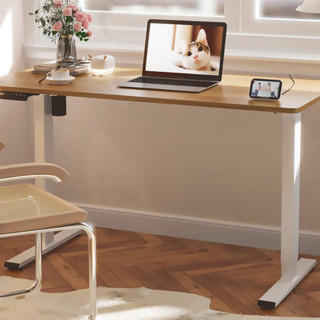 Loctek 乐歌 HM3 电动升降电脑桌 白色桌腿款 原木纹色 1.2m