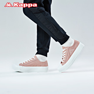 Kappa卡帕厚底帆布鞋女休闲板鞋低帮滑板鞋轻便时尚小白鞋 35 黑色-990