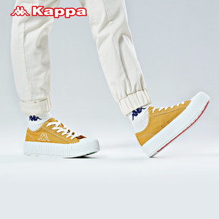 Kappa卡帕厚底帆布鞋女休闲板鞋低帮滑板鞋轻便时尚小白鞋 35 黑色-990