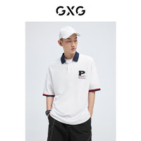 GXG 男装 学院风字母短袖POLO衫2022年夏季