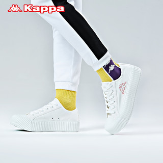 Kappa卡帕厚底帆布鞋女休闲板鞋低帮滑板鞋轻便时尚小白鞋 38 雾玫瑰粉-568