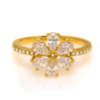 施华洛世奇 Botanical Gold Tone And Czech White Crystal Ring Sz 6.75 5535798