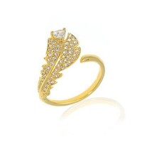 施华洛世奇 Nice Gold Tone Czech White Crystal Ring Size 7.25 5515384