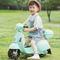 笑娃娃 Q518可遥控可自驾摩托车带辅助轮宝宝可坐可驾驶遥控车蓝色