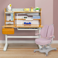 生活诚品 实木儿童书桌套装橡胶木写字桌可升降ME852GES桌+AU610B椅蓝色