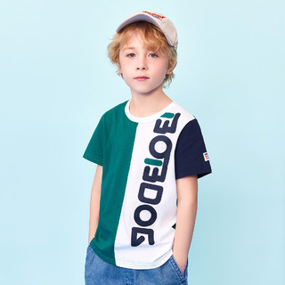 BoBDoG 巴布豆 男童双色短袖T恤 松叶绿 120cm