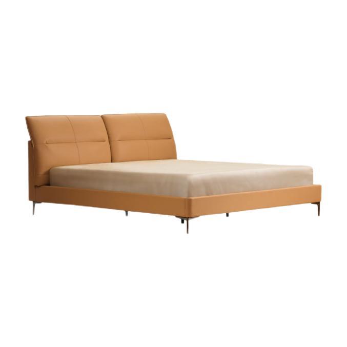 YOU LIVING 样子生活 舒卷可调节真皮床 暖沙黄 1.5m