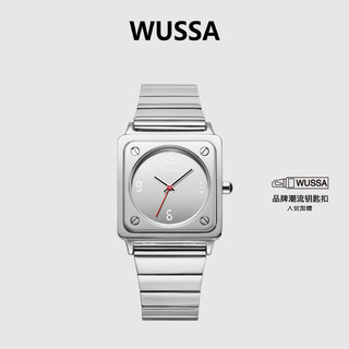 WUSSA 舞时ENTER系列高级感防水小银块石英表简约男女情侣方块表
