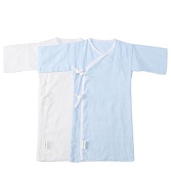 Purcotton 全棉时代 纯棉长款新生儿袍 蓝色+白色 59/44cm 2件礼盒装