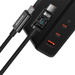 BASEUS 倍思 GaN5 Pro 氮化镓充电器 USB-A/双Type-C 140W 黑色+双Type-C 数据线 240W 1m 黑色