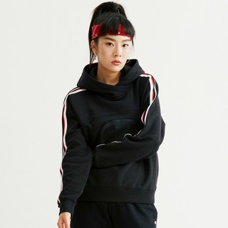 Champion [品牌直营]官网新款女式大C袖侧条纹连帽卫衣加绒官方正品