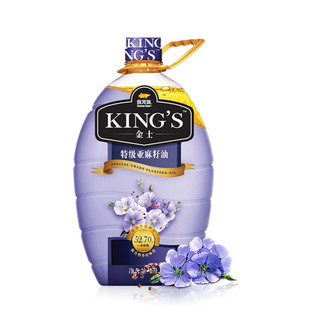 金龙鱼 KING'S 食用油 进口原料 初榨一级 亚麻籽油4L