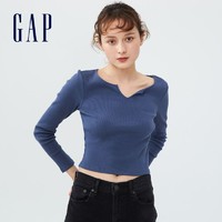 Gap 盖璞 女友T女装纯棉短款修身长袖T恤790143 夏季简约纯色打底衫
