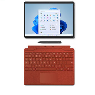 Microsoft 微软 Surface Pro 8 13英寸 Windows 11 二合一平板电脑+波比红键盘盖+触控笔套装（2880*1920dpi、酷睿i7-1185G7、16GB、512GB、WiFi版、石墨灰）