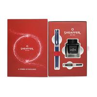 SHEAFFER 犀飞利 钢笔 300系列 蓝色亮漆白夹 0.5mm 墨水礼盒装