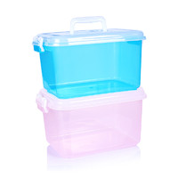 CHAHUA 茶花 2822 收纳箱 8.5L*2个 透明蓝+透明粉