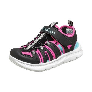 SKECHERS 斯凯奇 SKECHERS GIRLS系列 302100L-BKPK 女童包头凉鞋 黑色/粉红色 35码