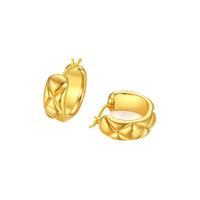 CHJ JEWELLERY 潮宏基 EEK30008399 菱格纹彩18K黄金耳钉 1.19g