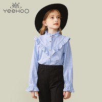 抖音超值购：YeeHoO 英氏 女童衬衣2022新款秋装儿童长袖衬衫中大童时尚上衣秋装潮G043