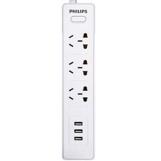 PHILIPS 飞利浦 SPS2312K/93 三位五孔+三位USB口总控插排 1.8m