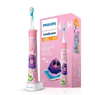 PHILIPS 飞利浦 Sonicare声波震动牙刷 Sonicare for Kids儿童护齿系列 HX6352 电动牙刷 粉色 升级款