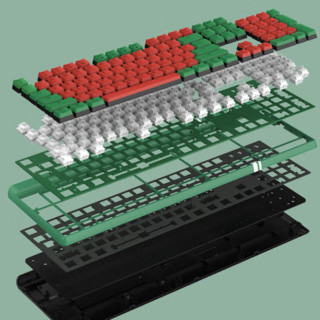 DeLUX 多彩 KM17 104键 三模机械键盘 绿色 黄轴 混光