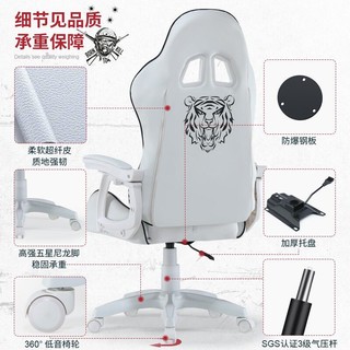 泉枫 电竞椅电脑椅家用舒适久坐人体工学椅可躺S242-01白色（虎王）
