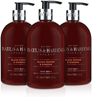 BAYLIS & HARDING Hand Wash, Black Pepper and Ginseng, 500 ml, Pack of 3