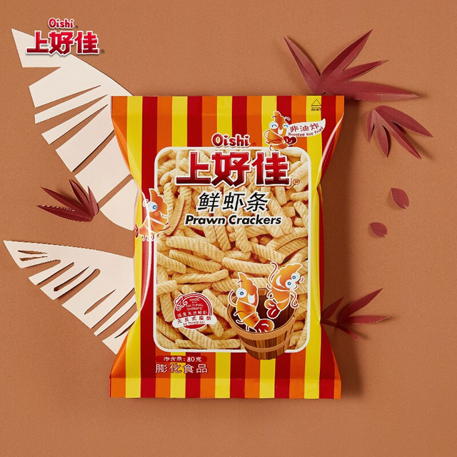 oishi 上好佳 休闲零食大礼包3口味合计7包 鲜虾片80g鲜虾条80g洋葱圈80g