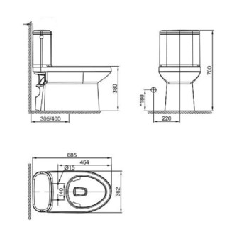 American Standard 美标 凯德系列 CCAS1819 节水连体马桶 400mm坑距