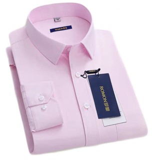 ROMON 罗蒙 男士长袖衬衫 细斜纹款 粉色 46