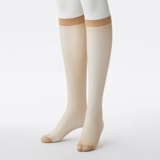 无印良品 MUJI 女式 支撑型 20D 3双装 长筒袜(及膝) 丝袜 中米色 23-25cm