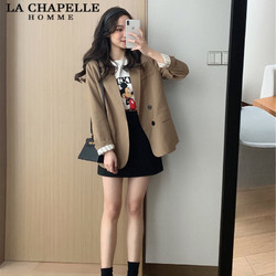 La Chapelle 拉夏贝尔 旗下复古外套女秋季韩版设计感小众休闲款英伦风西服上衣 图片色 S