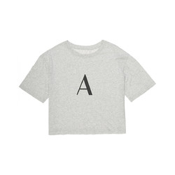 Armani Exchange 女士纯棉舒适都市时尚圆领短袖字母短款T恤