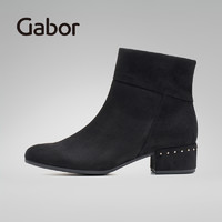 Gabor 嘉步 德国女靴18秋冬新品中跟侧拉链铆钉时装靴短靴92814
