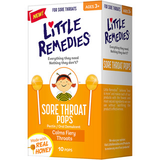 LITTLE REMEDIES 美国进口小鼻子天然蜂蜜润喉儿童棒棒糖10支装